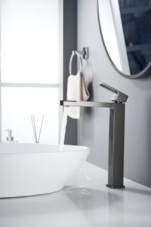 Смеситель для раковины высокий Knotlor KN-24/GM, оружейная сталь